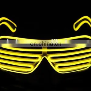 EL Glasses El Wire Fashion Neon LED Light Up Shutter Shaped Glow Sun Glasses DJ Bright SunGlasses thumbnail-1