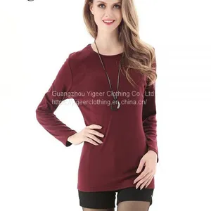 Long Sleeve O-Neck Pure Slimming Bodycon Lady's Top thumbnail-5