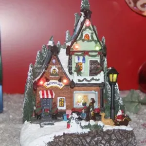European-style Christmas Decoration Fiber LED Rotating Octave Music House Resin Handicraft Decoration House Resin Crafts Decoration thumbnail-3