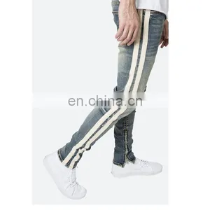 DiZNEW FABRICS CUSTOM WHITE SKINNY TRACK PANT JEANS FOR MEN thumbnail-2