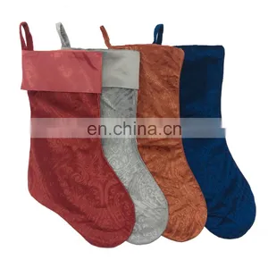 Wholesale Decorative Faux Burn Out Paisley Red Christmas Socking for Christmas thumbnail-5