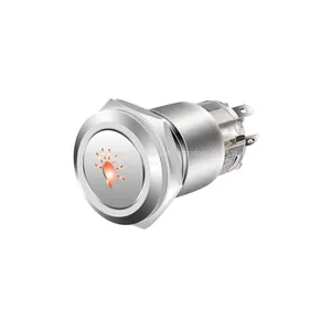 J&V 19MM Copper Nickel Plated Flat Head Explosion-proof Push Button Switch thumbnail-4