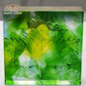Lost-Wax Casting Pate de Verre Crystal Glass Liuli Leaf Sculpture Wall Relief thumbnail-3