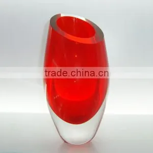 Red Art Glass Flower Vase Luxury Home Decoration Vase thumbnail-1
