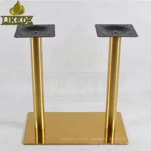 SS304 SS201 Double Column Leg Heavy Duty Adjustable Brushed Gold Stainless Steel Dining Table Base Modern Square Rectangle Chair thumbnail-2