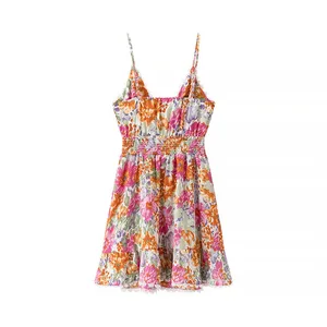 2025 Fashion Seaside Ball Lotus Leaf Edge European and American French Printed Strap Skirt thumbnail-1