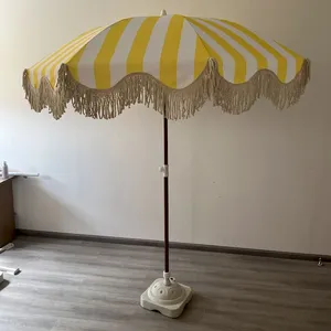 Tassel Outdoor Parasol With Rotating Sunshade and Steering Beach Umbrella Suitable for Scenic Spots and Beaches thumbnail-3