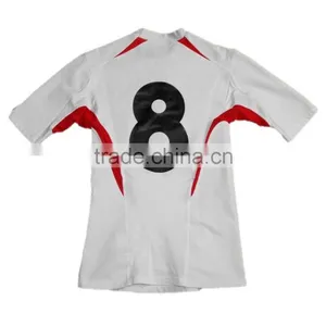 High Quality Sublimation Stretch Red White Rugby Jersey thumbnail-2