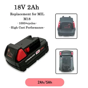 MIL M18 18V 2Ah/5Ah Lithium Ion Battery, Perfect Replacement for Cordless Hammer Drill, Impact Driver and Saw Tools thumbnail-1