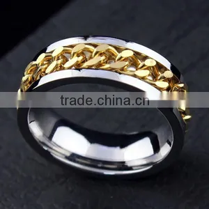 Gold Color Chain Design Stainless Steel Ring thumbnail-2