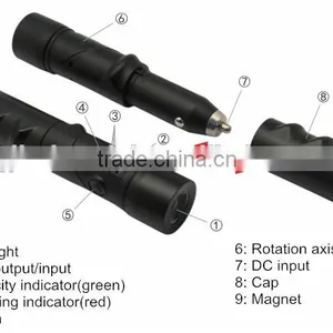 2016 Portable Multi-functional 3 in 1 Car Charger Connector Pin Led Flashlight With Usb Charger thumbnail-1