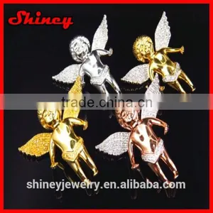 Gold / Rose Gold Plating Iced Out Bling cz Angle Pendant for Hip Hop Men Jewelry thumbnail-1