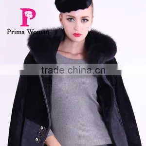 2016 New Design Medium Length Winter Women Slim Fit Woolen Coat With Belt thumbnail-5