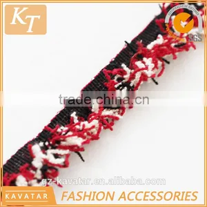 Colorful Cotton Brush Fringe Trim With Black Band thumbnail-4