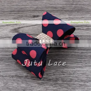 Newest Glitter Crystal Elastic Hair Headbands- Polka Dot Hair Bow Headband-satin Rhinestone Bow Hair Band thumbnail-2