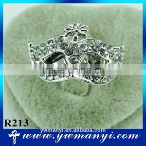 Fashion Mysterious Mask Rhinestone Plated Silver Ring Unique Kind of Style Ring R213 thumbnail-1