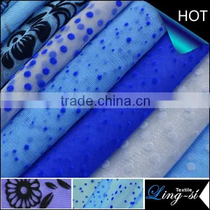 2014 China Fashion Flocking Tulle Fabric for Dress and Clothing thumbnail-1