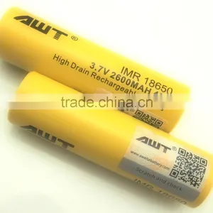 AWT Yellow 18650 2600mah 40A Subox Mini Vape Mod Box Mod 200w Vape Pen Battery & Stab Wood Box Mod Awt 18650 High Drain thumbnail-1
