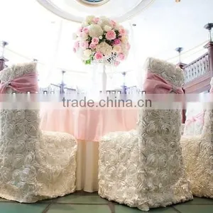 Charming Satin Rosette Wedding Chair Covers,luxury Wedding Table Cloth thumbnail-1