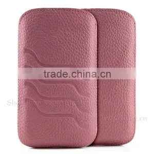 Leather Cell Phone Pouch for IPhone 4/4S,with Retractable Pull-tab OEM Orders Welcomed thumbnail-1