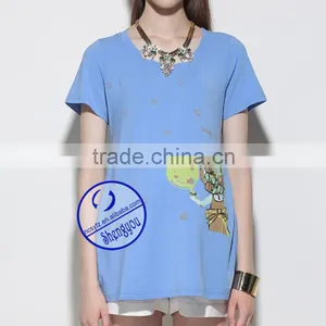Custom Spandex Cotton Printed Short Sleeve Maternity t Shirt thumbnail-2