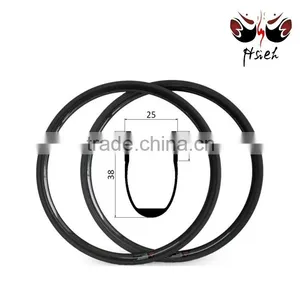 Ultralight 38mm U Shape Carbon Rims Road Bicycle Clincher Rims, 25mm Width Carbon Rim Disc Brake thumbnail-1