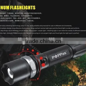POPPAS T824 Hot Sales Zoom Led Flashlight Police Security Rechargeable Flashlight Torch thumbnail-3