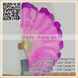 Sexy Rose Pink Mixs Color Large Ostrich Feather Fan For Showgirl Party thumbnail-2
