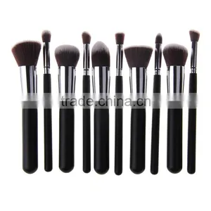 10 Pcs Silver Black Synthetic Kabuki Makeup Brush Set Cosmetics Foundation Blending Blush Makeup Tool thumbnail-1
