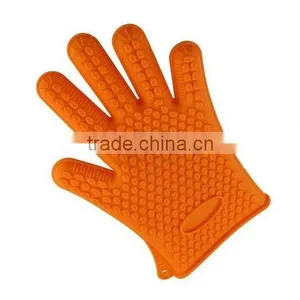 High Quality Kitchen Heat Resistant Silicone Glove/ Oven Pot Holder Baking BBQ Cooking Mitts thumbnail-6