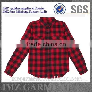 Women New Pattern Design Black and Red Check Plaid Shirt Wholesale OEM thumbnail-3