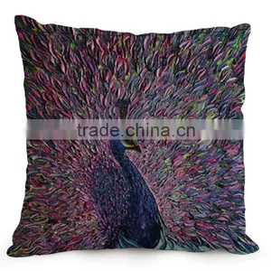 45*45cm Real High Qulity Peacock Sofe Cushion Covers Decorative Vintage Blue Linen Square Cushion Cover 18" Christmas Gift thumbnail-2