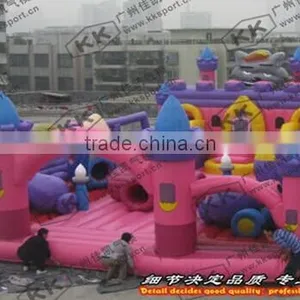 Pink and Purple Playing Inflatable Amusement Park Jumping Fun Land thumbnail-1