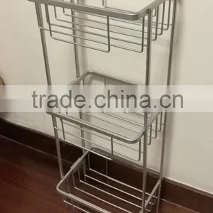 Tension Shower Caddy and Tension Pole Caddy and Bamboo Corner Caddy and Aluminium Bath Corner Rack, 3 Tiers Corner Shelf thumbnail-1