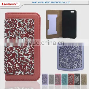 2016 Most Popular Diamond pu Leather Cover Case With Card Slot for Huawei y6 p8 Lite p9 thumbnail-1