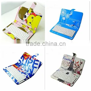 Color Print Universal pu Leather Phone Case With Keyboard for Iphone for Xiaomi Redmi mi Mione Note Pro 1 2 3 4 5 8 S A C thumbnail-6