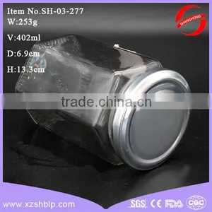 400ml Hexagonal Glass Jar With Metal Screw Top Lid thumbnail-2