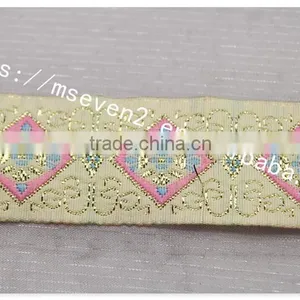 Hot Selling 2.5cm Width Gold Yarn Embroidery Webbing Belt for Garment thumbnail-3