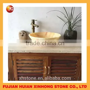 Bathroom Kitchen Wash Basin, Yellow Natural Stone Wash Basin thumbnail-1