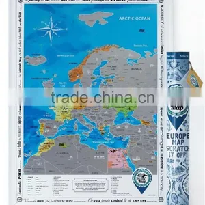 Detailed Europe Map With Scratch off Stickers Large Size Tube Packaging thumbnail-1