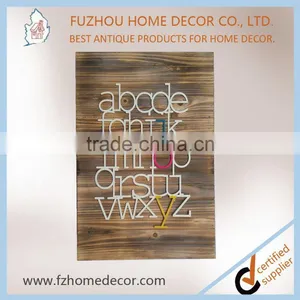 Good Quality Burning Finish Wooden Wall Sign With Colorful Metal Letters for Home Decoration thumbnail-2