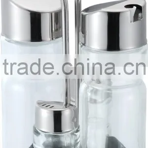 4 Pieces Salt And Pepper Galss Spice Set And Oil And Vinegar Spice Set thumbnail-4