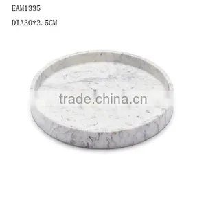 Foodsafe and Waterproof Italy Carrara White Tray Round Tray Marble Serving Tray thumbnail-1