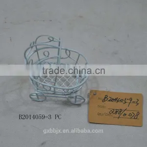 Handmade Metal Wire Miniature Baby Carriage Basket thumbnail-5