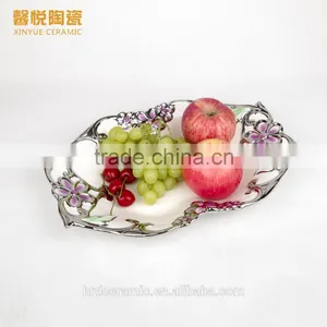 Wholesale Golden Electroplating Fruit Departed Plate,ceramic Plate Wholesale in Stock thumbnail-1