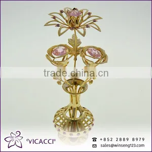 Cheap Flower Vase With SWAROVSKI Crystal Metal Home Decoration thumbnail-1