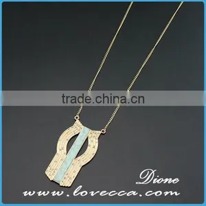 Fashion Metal Gold Plated Fake And Gold Plated Gemstone Europe Turquoise Necklace thumbnail-3