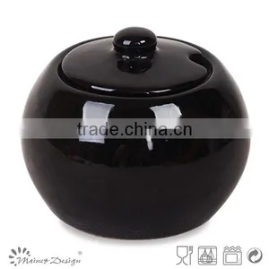 Black Cheap Ceramic Sugur Bowl thumbnail-1