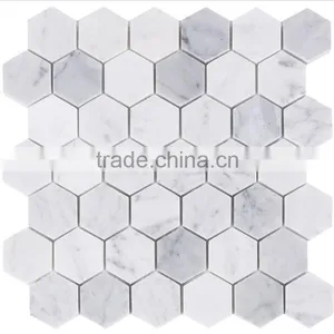 MM-CV240 China Customized Flooring Natural Stone Hexagon Marble Mosaics Tiles thumbnail-1
