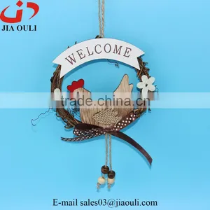 Hot Sales With Wood Chicken Easter Decorations Rattan Wreath thumbnail-1